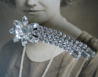 Vintage Rhinestone Flower Hair Barrette: Golden Aurora  display picture 1