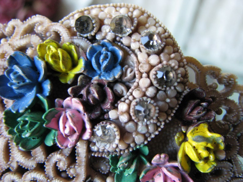 Rhinestone Celluloid Brooch 1930/'s Celluloid Brooch Gifts For Brides Bridal Brooch Wedding Brooch Rare Celluloid Brooch