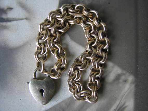 Victorian Padlock Bracelet, Antique Heart Padlock… - image 2