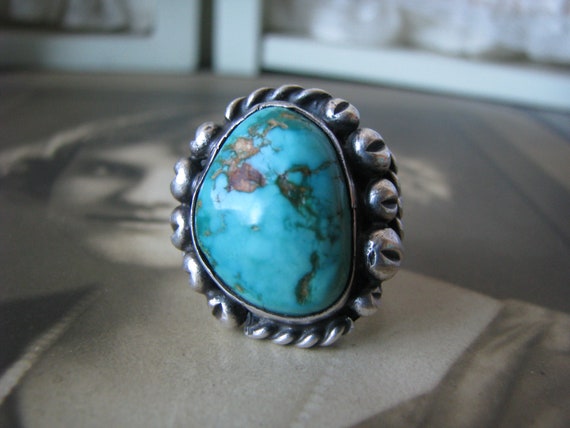 Old Pawn Turquoise Ring, Vintage Turquoise Ring, N