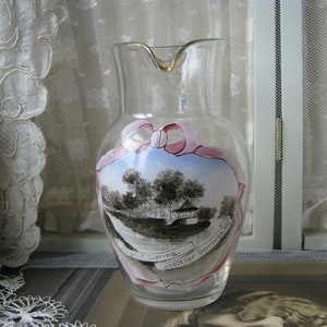 Antique Flint Glass Pitcher, Victorian Flint Glass Pitcher, Early Flint Glass Pitcher, Small Flint Glass Pitcher, Flint Glass Souvenir