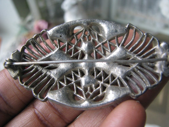 Art Deco Paste Brooch, Filigree Paste Brooch, Art… - image 8