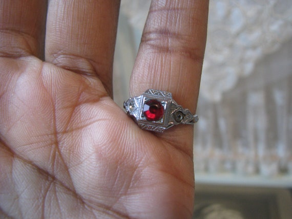 Antique Paste Ring, Red Paste Ring, Etched Paste … - image 6