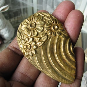 Art Deco Dress Clip, Floral Dress Clip, Stylized Dress Clip, Brass Dress Clip