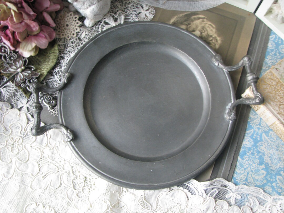 Vintage Pewter Serving Tray Small Pewter Tray Handled Etsy