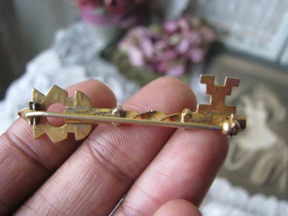 Antique Gold Filled Key Brooch, Victorian Key Bro… - image 5
