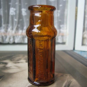 Antique Sample Bottle, Antique Quack Bottle, Embossed Medicine Bottle, Antique Brown Bottle, Small Medicine Bottle, Antique Medicine Bottle