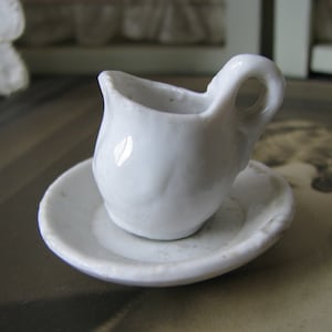 Antique Miniature Creamer, Antique Dollhouse Creamer, Antique Creamer & Saucer, Victorian Miniature Creamer, Victorian Child&#39;s Toys,