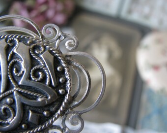Broche Ancienne Argent étranger - Décor Mauresque/orientaliste - À Restaurer (manque épingle)