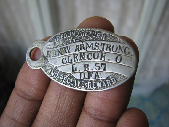 Antique Nickel Registry Tag, Vintage Key Fob