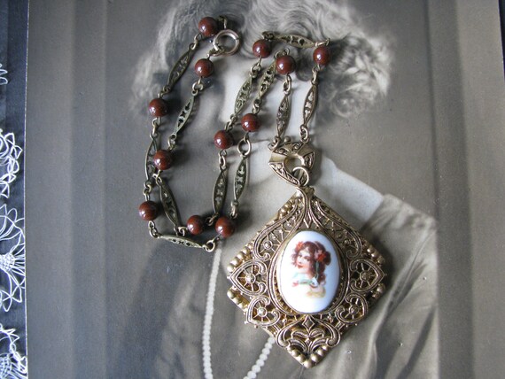 Antique Edwardian Necklace, Antique Cameo Necklac… - image 4