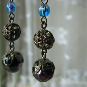 Vintage Bead Earrings, Filigree Bead Earrings, Assemblage Earrings, Handmade Earrings, Upcyled Earring, Recycled Jewelry, Drop Earrings