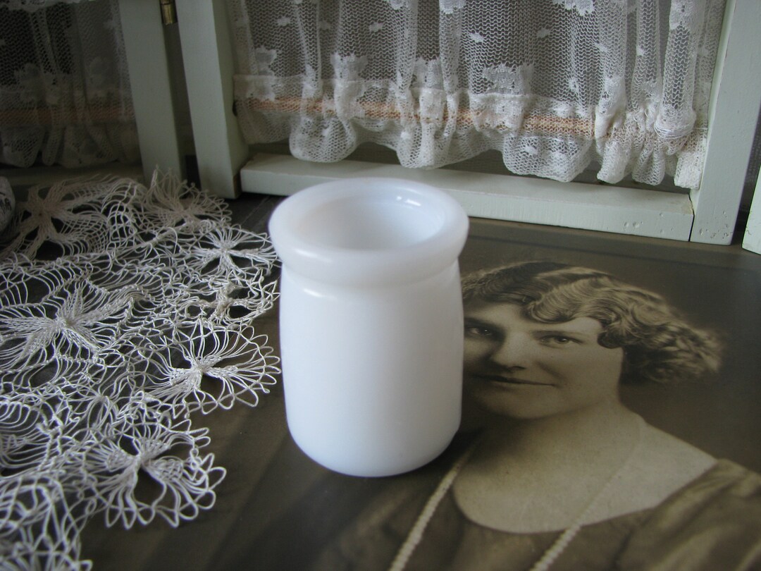 Antique Creamer Bottle, Milk Glass Creamer Bottle, Single Creamer