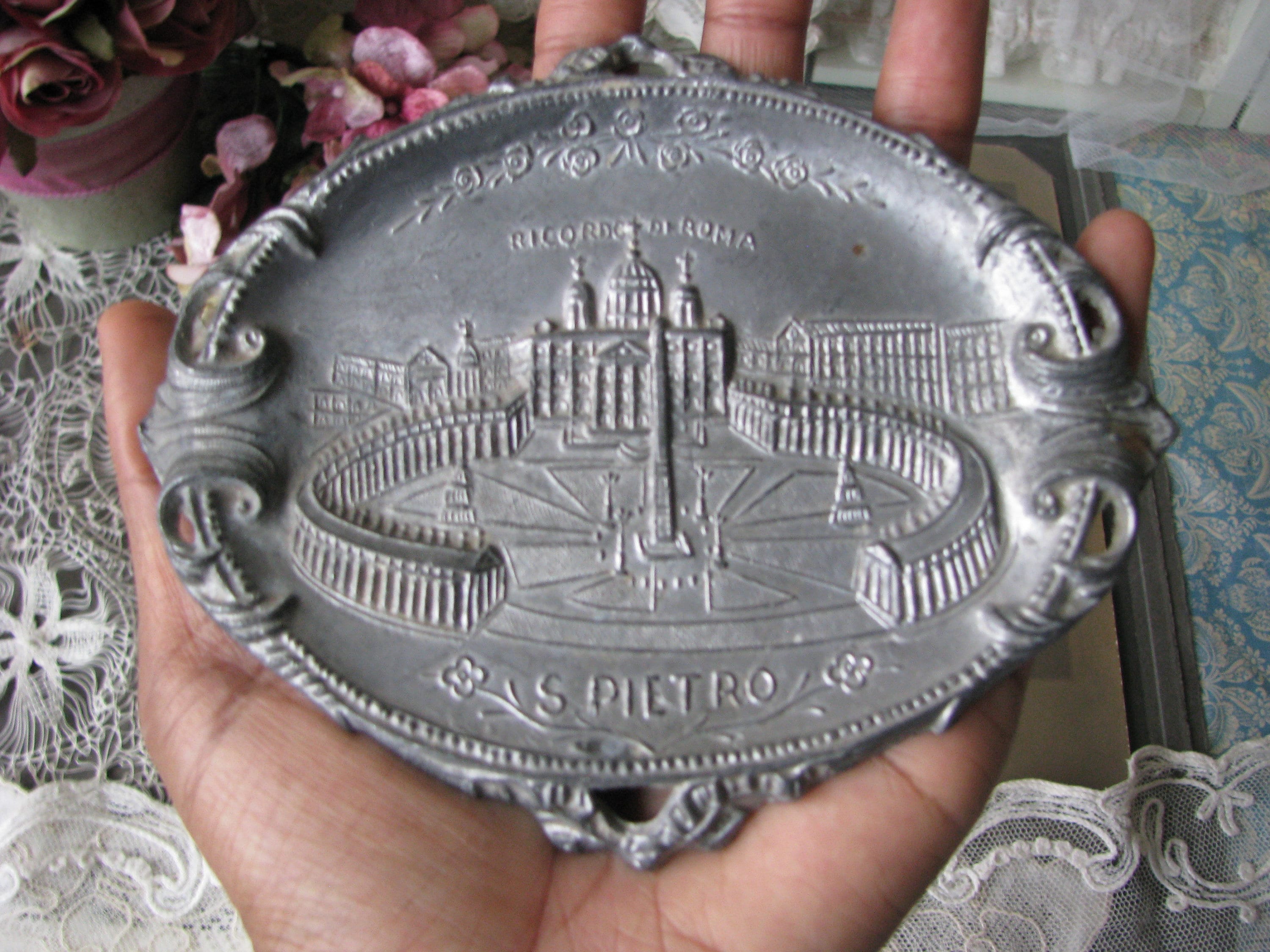 アンティーク バチカン皿、サン ピエトロ広場、バチカンのお土産皿