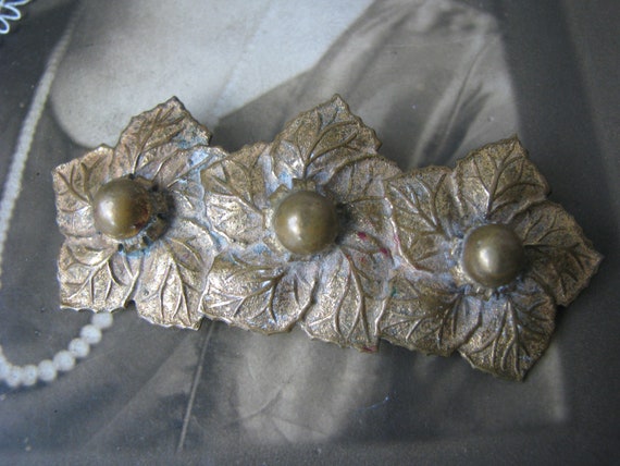 Antique Flower Brooch, Art Deco Flower Brooch, Go… - image 2