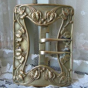 Antique Belt Buckle, Antique Repousse Belt Buckle, Gold Filled Gilt, Art Nouveau Belt Buckle, Wedding Belt Buckle