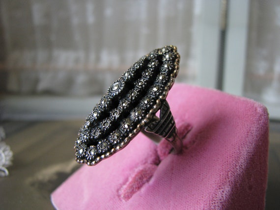 Antique Marcasite Ring, 1920's Marcasite Ring, Ar… - image 4