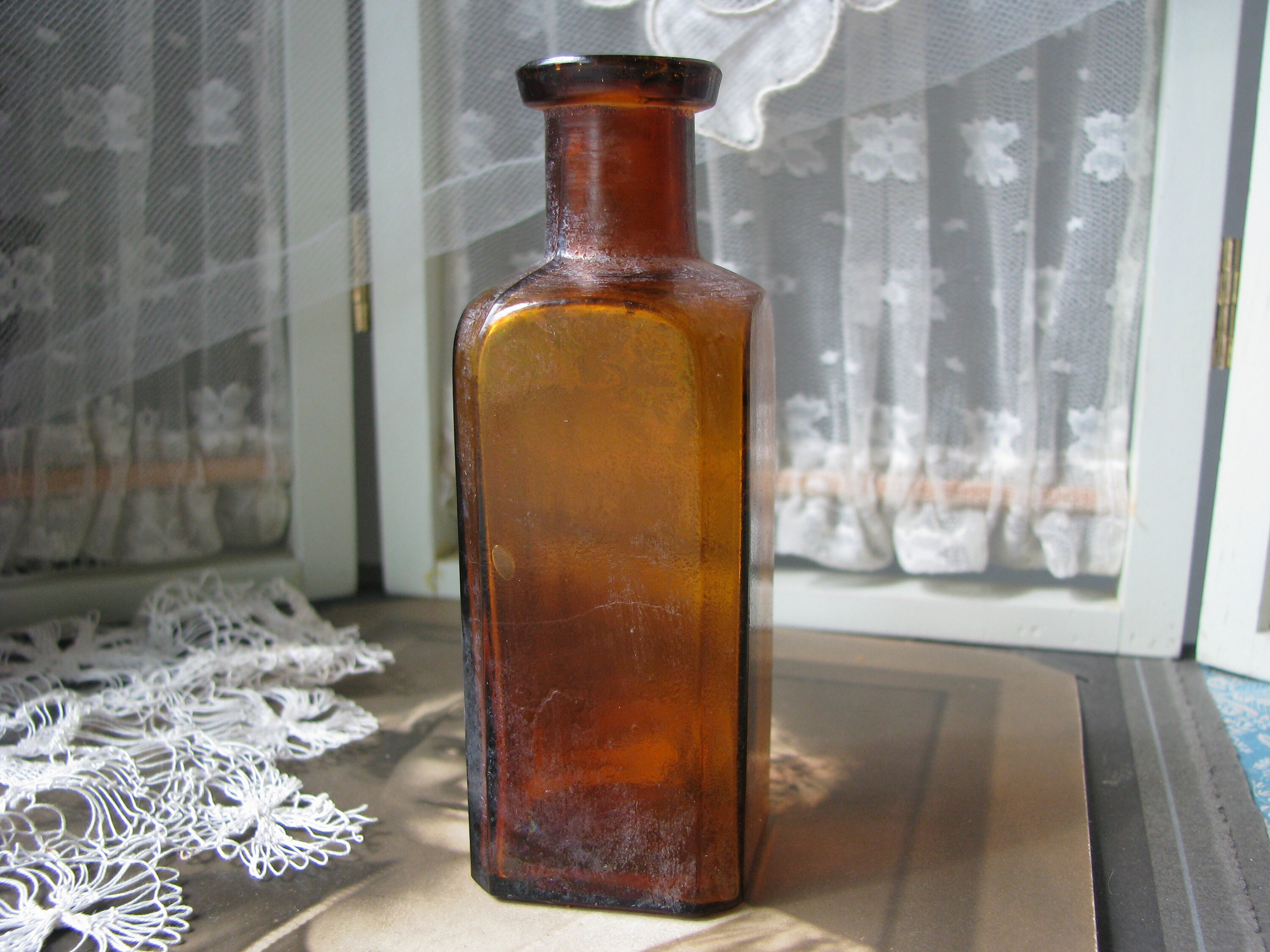 Antique Sample Bottle, Small Antique Bottle, Antique Medicine Bottle, Brown Glass Bottle, Small Medicine Bottle, Halloween