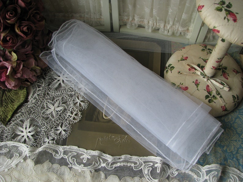 Vintage Wedding Table Runner, Vintage Table Runner, Gauze Table Runner, White Netting Table Runner, Wedding Table Decor, image 2