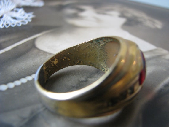 Antique Paste Ring, Men's Paste Ring, Gold Filled… - image 7