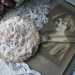 Vintage Hand Mirror, Floral Hand Mirror, Vintage Vanity Mirror, Old Plastic Hand Mirror, Millinery Hand Mirror, Gifts For Brides, Wedding
