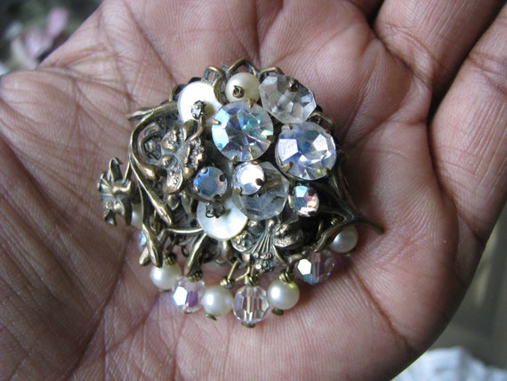 Miriam Haskell Brooch, Unsigned Miriam Haskell Br… - image 6