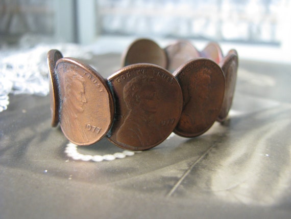 Vintage Penny Cuff Bracelet, Copper Penny Bracele… - image 3