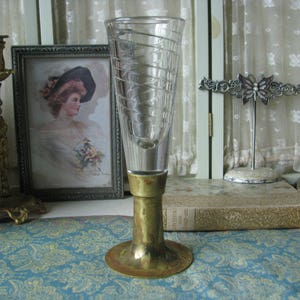 Fine Antique Swirl Glass Vase Warm Brass Base Elegant Glass Vase Wedding Vases Bridal Gifts