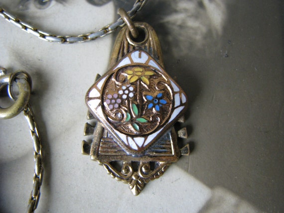 Antique Victorian Necklace, Victorian Enamel Neckl