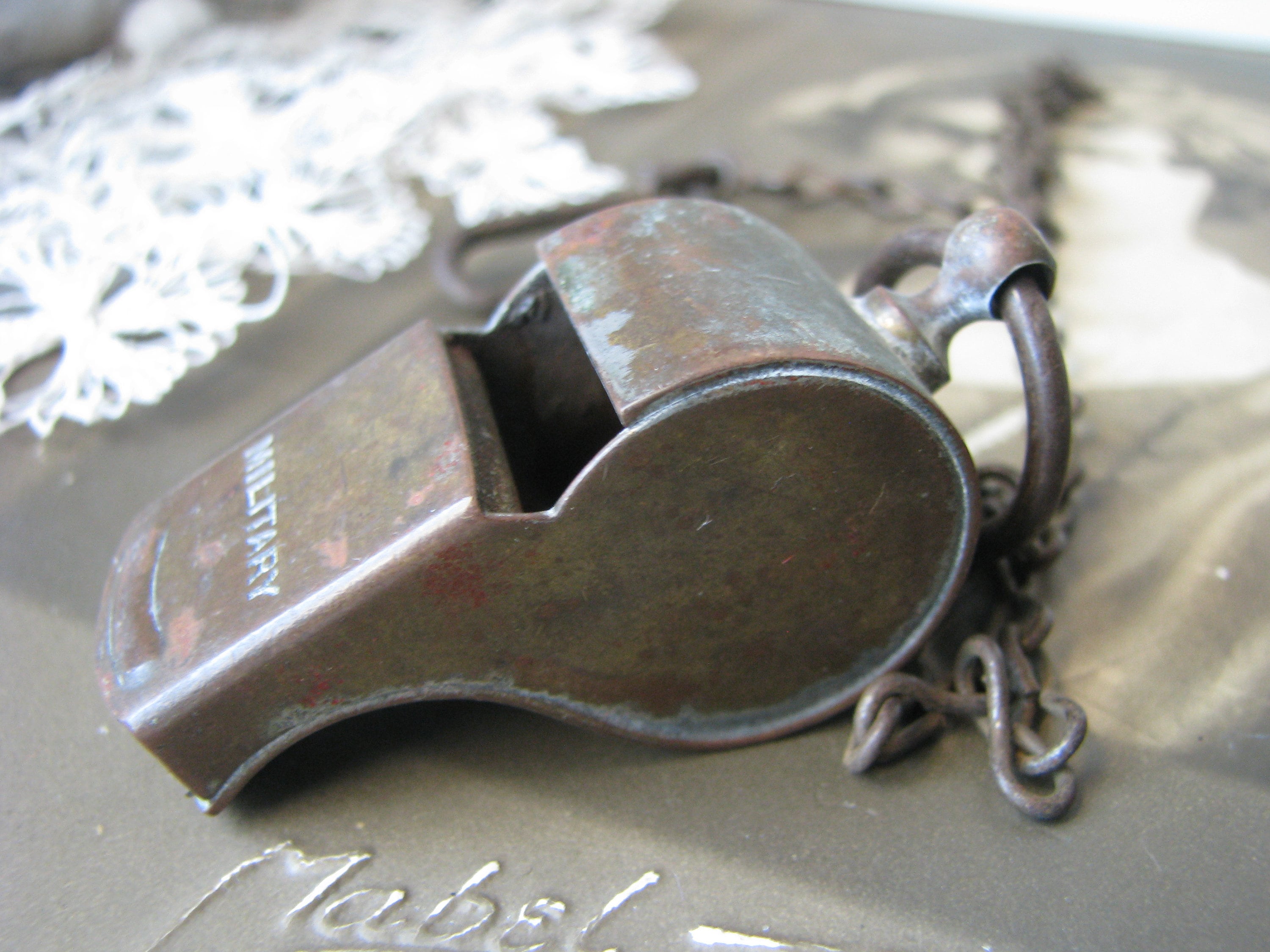 Vintage Military WWII Whistle, 1940's Whistle, Vintage Brass