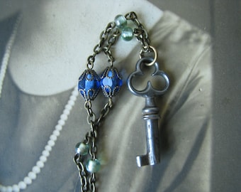 Antik nyckelhalsband, handgjorda pärlformade steampunk-smycken