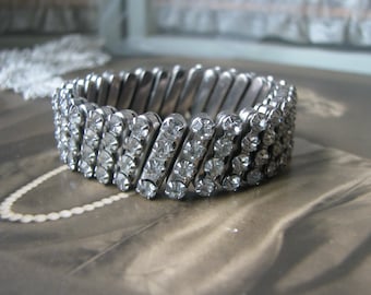 Bracelet extensible vintage en strass, bijoux de mariée