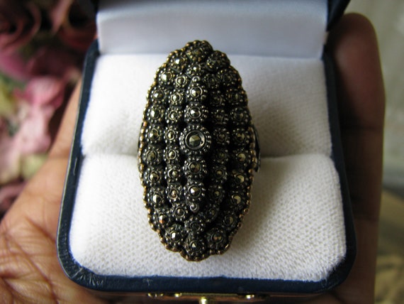 Antique Marcasite Ring, 1920's Marcasite Ring, Ar… - image 2