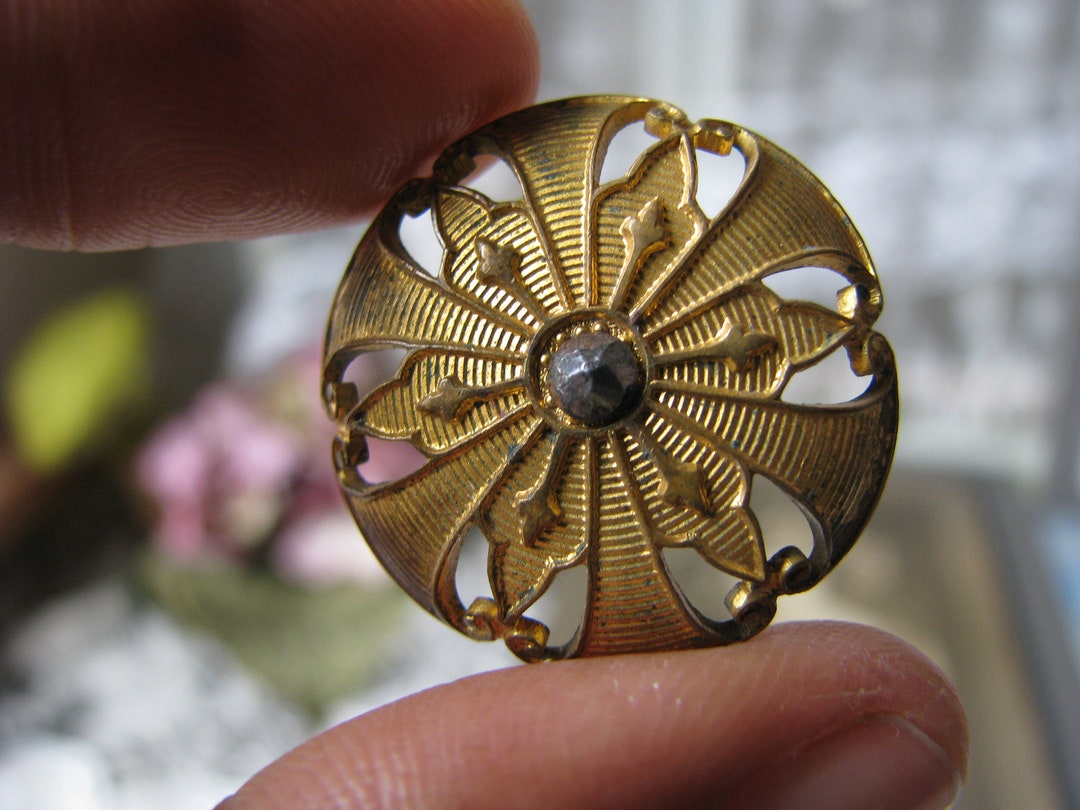 Antique Cut Steel Button, Ornate Victorian Brass Button, 1 Inch - Etsy