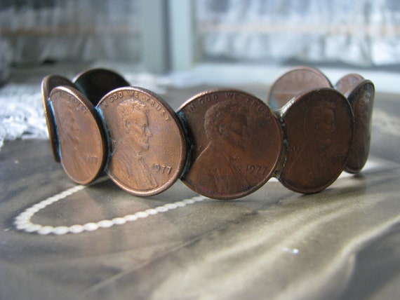 Vintage Penny Cuff Bracelet, Copper Penny Bracele… - image 2