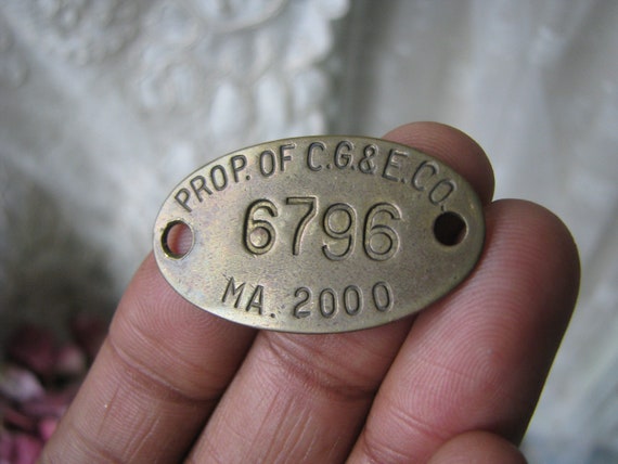 Antique Brass Tag, Stamped Brass Tag, Cincinnati … - image 1