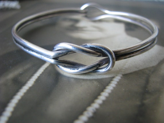 Antique Silver Bracelet, Double Love Knot Silver … - image 1