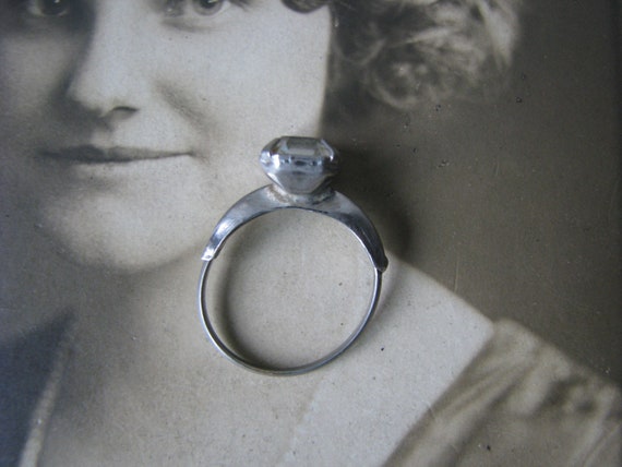 Art Deco Paste Ring, Paste Solitaire Ring, 1930's… - image 10