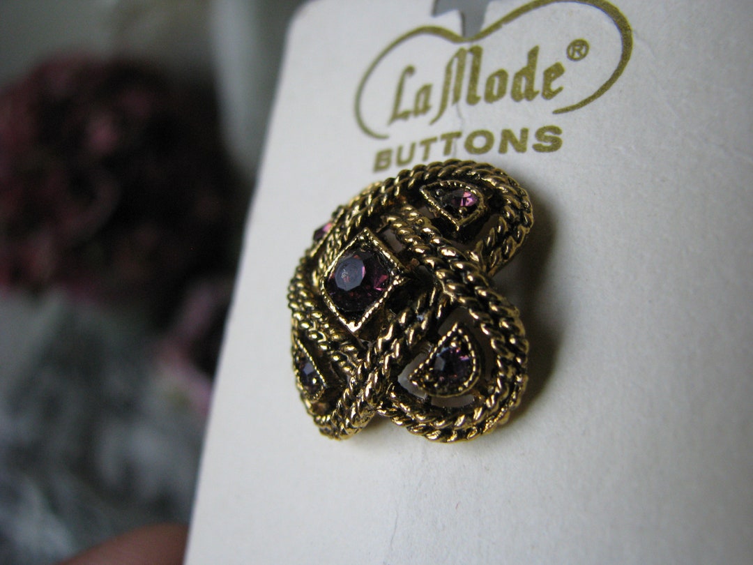 Vintage La Mode Rhinestone Buttons, French Gold Knot, 1940s Sewing - Etsy