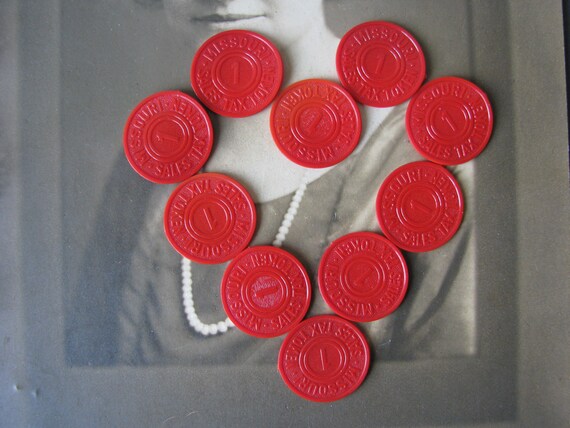 Vintage Missouri Red Plastic Sales Tax Tokens, 1940s, Set of 10 - Etsy