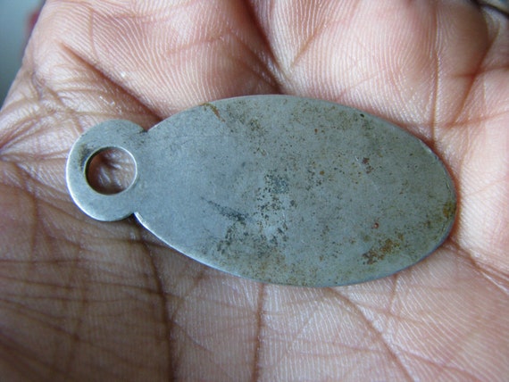Antique Nickel Registry Tag, Vintage Key Fob View 2