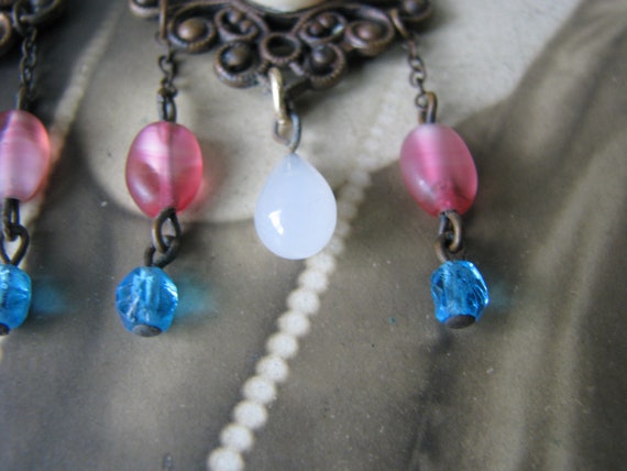 1930's Glass Cameo Drops, 1930's Glass Earring Dr… - image 10
