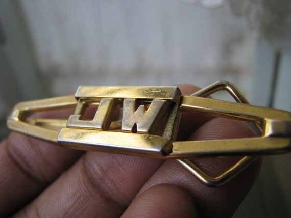 Art Deco Tie Clip Tie Bar, Gold Plated Tie Clip T… - image 7