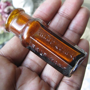 Antique Sample Bottle, Antique Quack Bottle, Embossed Medicine Bottle, Antique Brown Bottle, Small Medicine Bottle, Antique Medicine Bottle