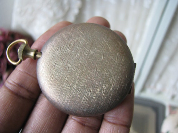 Vintage Pocket Watch Locket, Large Round Locket, … - image 9