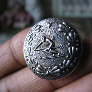 Antique Picture Button, Antique Silver Plated Button, Button Collection, Antique Sewing Notions, Victorian Button