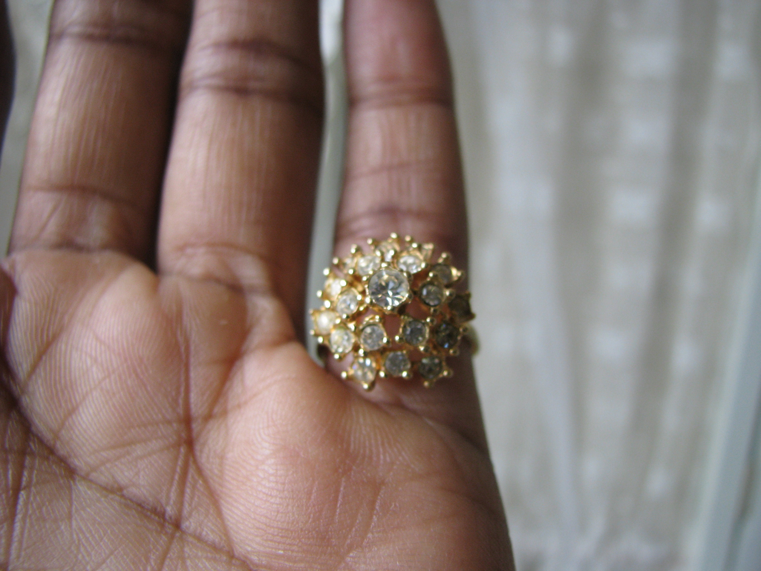 Rhinestone Ring Vintage Rhinestone Ring Rhinestone Cluster | Etsy