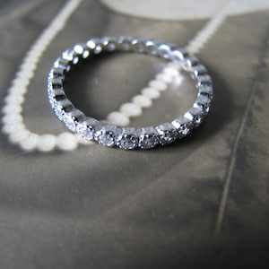 Groupe de mariage de style Art déco, bracelet de mariage CZ en argent sterling, bracelet d’éternité CZ, bracelet d’anniversaire CZ, bague de mariage, bague de mariée, taille 7