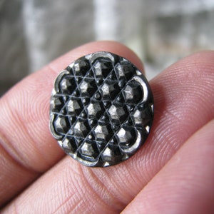 Antique Pewter Button, Antique French Button, Victorian Pewter Button, Pewter Openwork Button, Pewter Floral Button