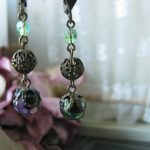 Vintage Bead Earrings, Filigree Bead Earrings, Assemblage Earrings, Handmade Earrings, Upcyled Earring, Recycled Jewelry, Drop Earrings